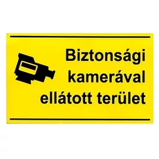 Műanyag tábla, A4, &quot;Biztonsági kamerával ellátott terület&quot;