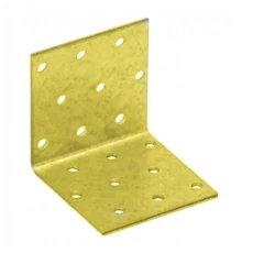 Perforált sarokösszekötő lemez, sárga horganyzott, 60x60x60x2mm