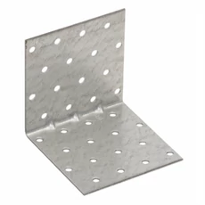 Perforált sarokösszekötő lemez, erősített, horganyzott, 80x80x80x1.5mm