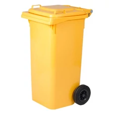 Szelektív szemetes kuka, kerekes, 120l, sárga