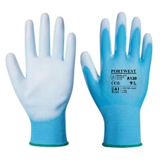 Portwest A120 PU tenyérmártott nylon munkavédelmi kesztyű, kék, XS