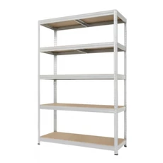 Kovona fém polc, fehér, 5 forgácslap polc, 180x120x45cm