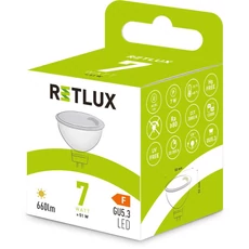 Retlux RLL 420 LED Spot izzó, 7W, 660lm, 3000K, GU5.3, meleg fehér