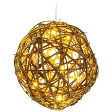 Retlux RXL 257 karácsonyi dekor labda, rattan, meleg fehér, 15db LED
