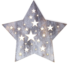 Retlux RXL 348 csillag dísz, fa, meleg fehér, 280x59x266mm