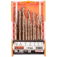 Richmann fémfúró készlet, HSS-Co, 1-10mm, 19 részes 