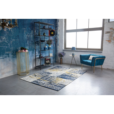 Blues patchwork mintás szőnyeg, kék-zöld, 160x230cm