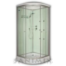Sanimix 3 íves hidromasszázs zuhanykabin, tálcával, fekete hátfal, 90x90x215cm