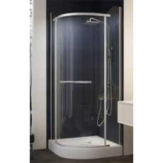 Sanimix negyedköríves zuhanykabin, tálca nélkül, keret nélküli nyílóajtós, 80x80x195cm
