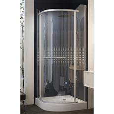 Sanimix negyedköríves zuhanykabin, tálca nélkül, keret nélküli nyílóajtós, mintás üveg, 80x80x195cm
