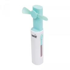 Kézi, tölthető ventilátor, türkiz, powerbankkal, 10cm
