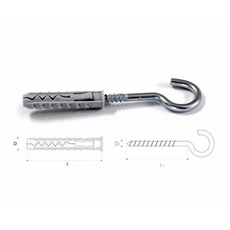 Stalco műanyag tipli+mennyezet horog, 8x40mm, 5x42mm, 100db