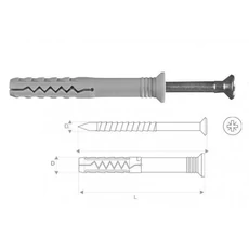 Stalco beütődübel szeggel, 6x40mm/3.8x44mm, 200db