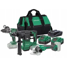 Stalco akkus szerszámkészlet, 3 géppel, 2x4Ah akkuval és töltővel