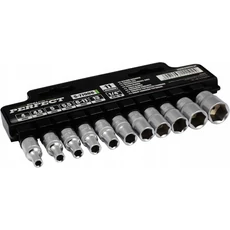 Stalco Perfect dugókulcs készlet, CrV, 1/4", 11 részes