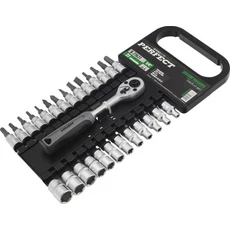 Stalco Perfect dugókulcs készlet racsnis kulccsal, 1/4", 27 részes