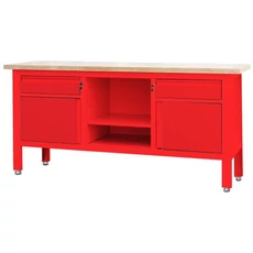 Taron satupad 2 fiókkal és 2 szekrénnyel, fa munkapad, 170x60x87cm Taron satupad 2 fiókkal és 2 szekrénnyel, fa munkapad, 170x60x87cm