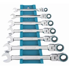 Gross kombinált villáskulcs készlet, racsnis, csuklós, 8-19mm, 7 darabos