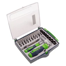 Sibrtech csavarhúzó készlet bittel, megfordítható, CrV, 61 darabos