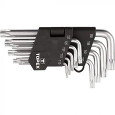 Topex imbuszkulcs készlet, Torx, rövid, T10-50, 9 részes