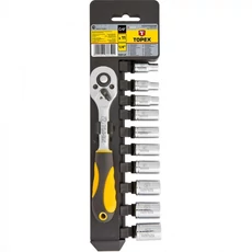 Topex dugókulcs készlet racsnis kulccsal, 1/4", 11 részes
