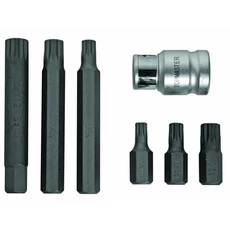 Topmaster Pro bitkészlet dugókulccsal, Spline, M6-M12, 1/2", 7db