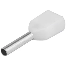 Tracon szigetelt iker-érvéghüvely, ónozott elektrolit réz, fehér, 2x0.5mm2, 8mm