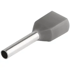 Tracon szigetelt iker-érvéghüvely, ónozott elektrolit réz, szürke, 2x0.75mm2, 8mm
