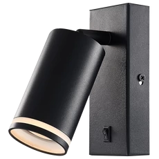 Tracon oldalfali állítható spot lámpatest, fekete, kapcsolóval 1xGU10