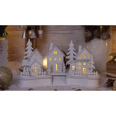 Tracon X22082 karácsonyi dísz, falu, fa, 6LED (elem nélkül)