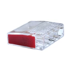 Tracon csavar nélküli vezetékösszekötő, átlátszó/piros, 4 vezeték, 0.5-2.5mm, 16A