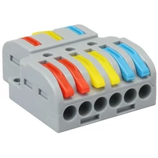 Tracon többpólusú csavar nélküli vezetékösszekötő, nyitható, 9 vezeték, 0.5-4mm2, 32A