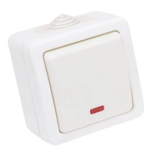 Falon kívüli 1-áramkörös kapcsoló, jelzőfénnyel, 10AX/250VAC, IP54