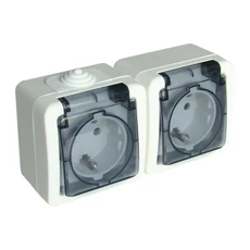 Falon kívüli kettős csatlakozóaljzat, 16A/250VAC, IP54