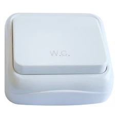 Falon kívüli nyomókapcsoló WC felirattal (tapétakapcsoló), 10AX/250VAC, IP20