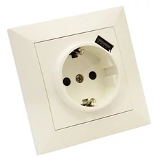 Süllyesztett csatlakozóaljzat USB töltővel, 1×16A/250VAC, 2P+E, USB:5V,2100mA