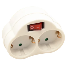 Tracon csatlakozóaljzat adapter kapcsolóval, fehér, 2-es