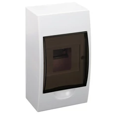 Falon kívüli elosztódoboz, füstszínű ajtóval, N/PE sínnel, 1×4 modul, IP40