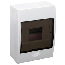 Falon kívüli elosztódoboz, füstszínű ajtóval, N/PE sínnel, 1×6 modul, IP40