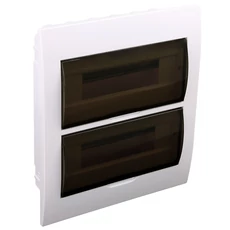 Süllyesztett elosztódoboz, füstszínű ajtóval, N/PE sínnel, 2×12 modul, IP40