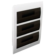 Süllyesztett elosztódoboz, füstszínű ajtóval, N/PE sínnel, 1×4 modul, IP40