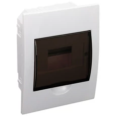 Süllyesztett elosztódoboz, füstszínű ajtóval, N/PE sínnel, 1×6 modul, IP40