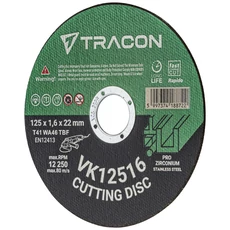 Tracon inox vágókorong, 125x1.6mm Tracon inox vágókorong, 125x1.6mm