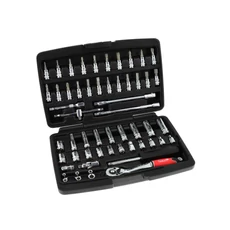 Tvardy dugókulcs készlet, CrV, 1/4", 56 részes