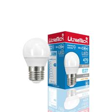 UltraTech gömb LED izzó, meleg fehér, E27, 5W, 470lm