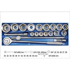 Vorel Dugókulcs készlet 21 db-os (22-50) 3/4" 58150K