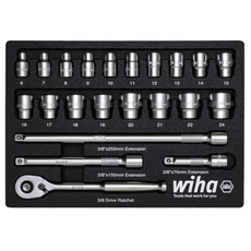 Wiha dugókulcs készlet, 3/8&quot;, 6-24mm, 22 részes