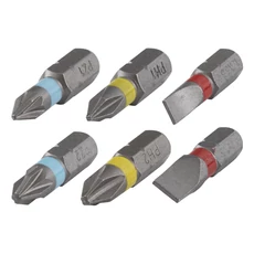 Wolfcraft 6 db csavarozó bit Solid 25mm SL 1.0, 1.2  PH1,2, PZ 1,2