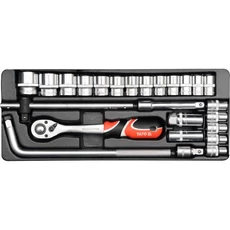 Yato YT-12671 Dugókulcs készlet racsnis hajtókarral 1/2" 25db-os
