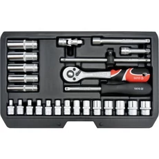 Yato YT-14461 Dugókulcs készlet racsnis hajtókarral 1/4" (25db-os)